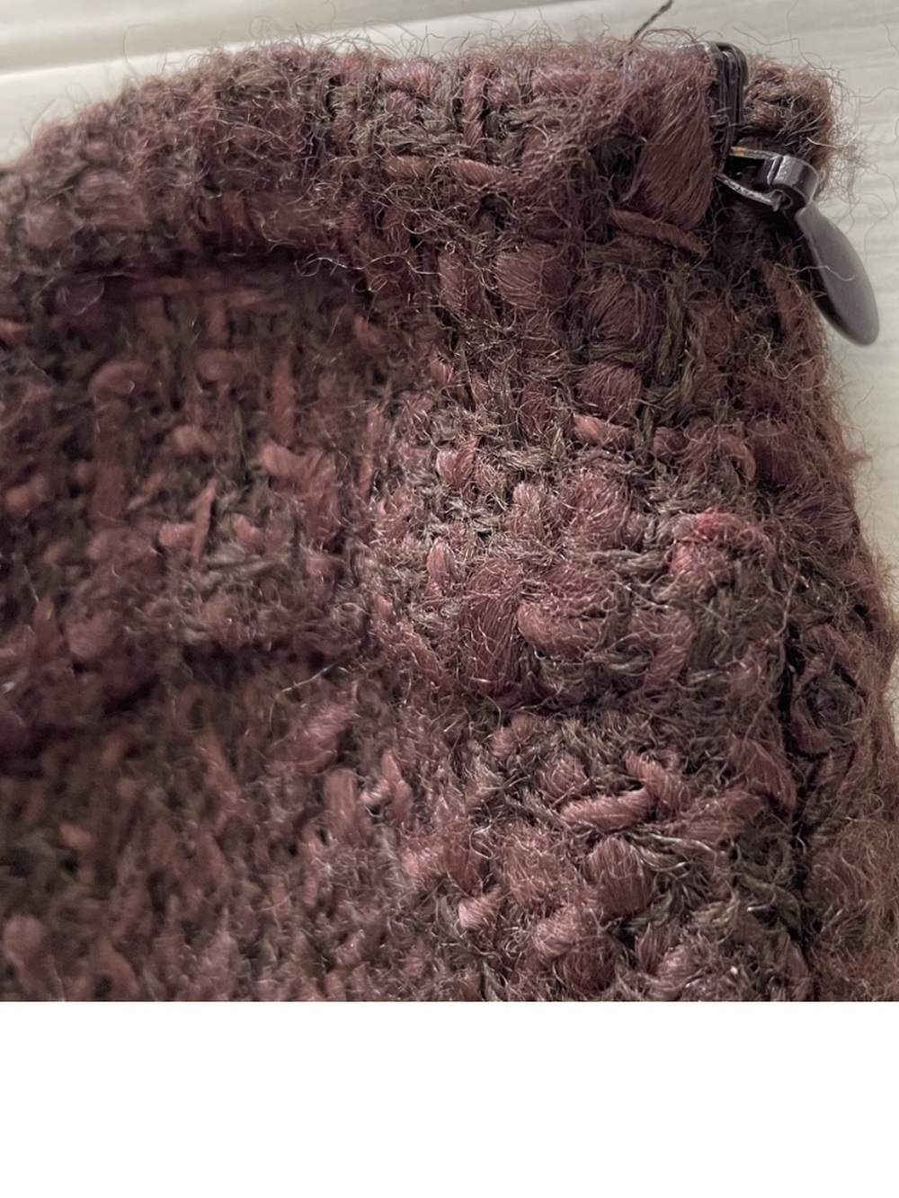 Prada Brown Textured Bouclé Wool Blend ALine Midi Skirt Chiffon LinedChiffon Hem - Picture 2 of 11